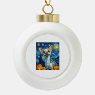 Boule En Céramique smiling chihuahua dog starry night by Van Gogh fin