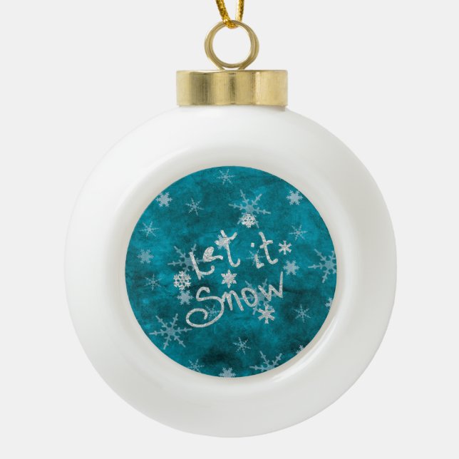 Boule En Céramique Snowflakes Bleu D'Hiver Mystique Laisser Neige (Devant)