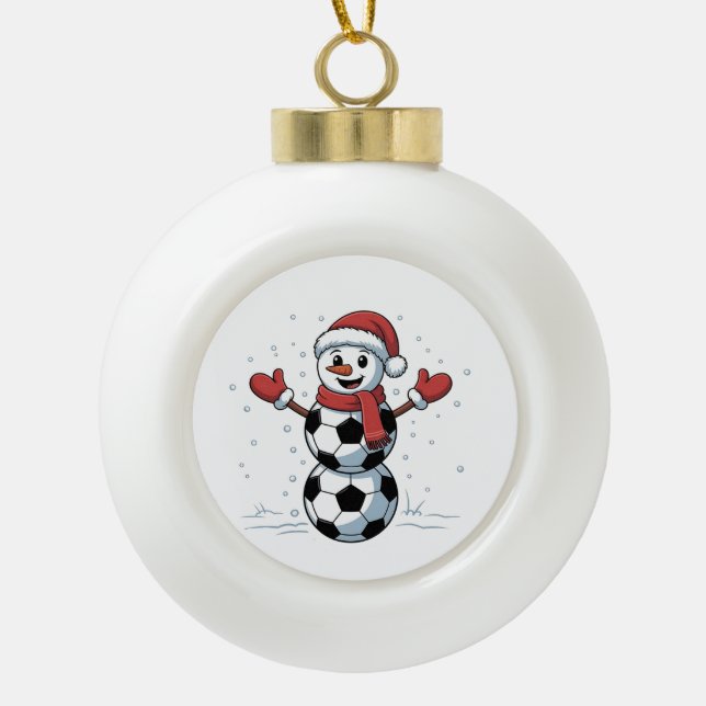 Boule En Céramique Snowman Soccer Noël Père Noël Baseball Sport (Devant)
