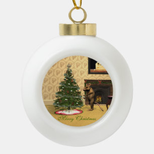 Boule En Céramique Souris mignonne décorant un arbre de Noël