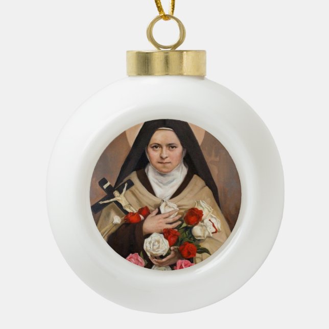Boule En Céramique St.Therese d'ornement de Noël de Lisieux (Devant)