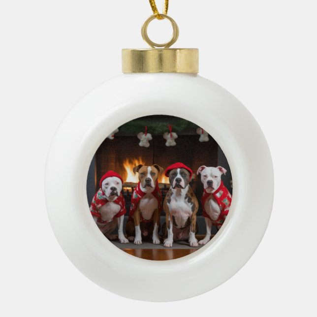 Boule En Céramique Staffordshire américain près de la cheminée Noël (Devant)