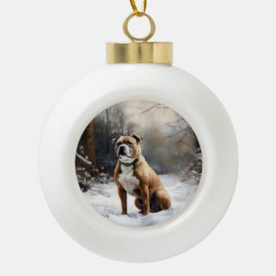 Boule En Céramique Staffordshire Bull Terrier Qu'il neige Noël