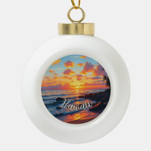 Boule En Céramique Style Vintage Hawaïen Voyage Côte Mer Coucher de s