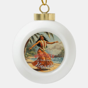 Boule En Céramique Style vintage Hawaiian Travel Honolulu Mid-Pacific