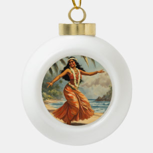 Boule En Céramique Style vintage Hawaiian Travel Hula Girl Danser