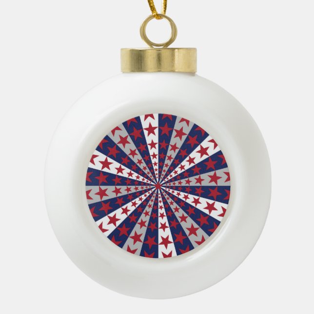 Boule En Céramique Sunburst patriotique : Drapeau américain (Devant)