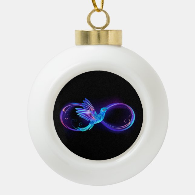 Boule En Céramique Symbole de Neon Infinity par Glowing Hummingbird (Devant)