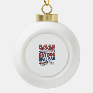 Boule En Céramique T-shirt patriotique drôle de hot dog pour le 4 jui