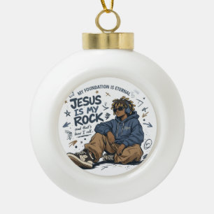 Boule En Céramique T-Shirt pour femmes ADOM "Jésus est mon roc"