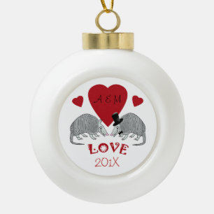 Boule En Céramique Tatous en souvenir de Noël d'amour