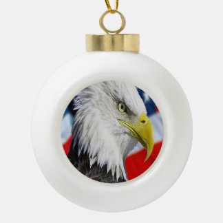 Boule En Céramique Tête de Bald Eagle et drapeau américain