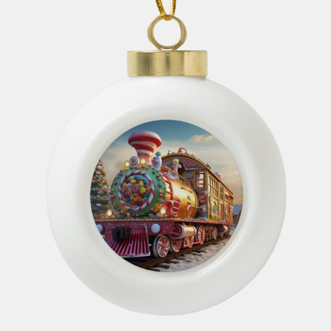 Boule En Céramique Train à sucreries de Noël (Devant)