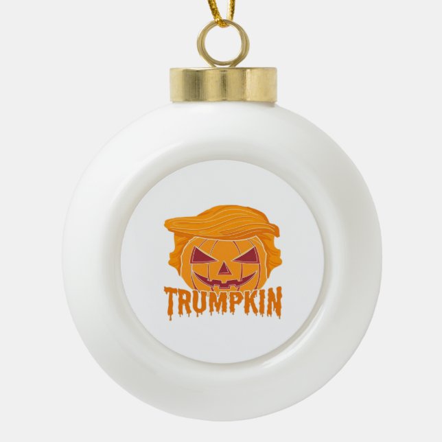 Boule En Céramique Trumpkin Classic - Style Président Citrouille (Devant)