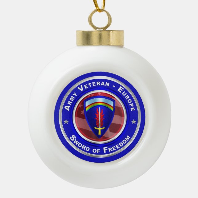 Boule En Céramique Un vétéran de l'Armée de terre-Europe garde Noël (Devant)