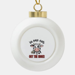 Boule En Céramique Vache drôle avec une oreille en moins Design de T-