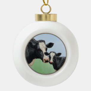Boule En Céramique Vache et veau Holstein
