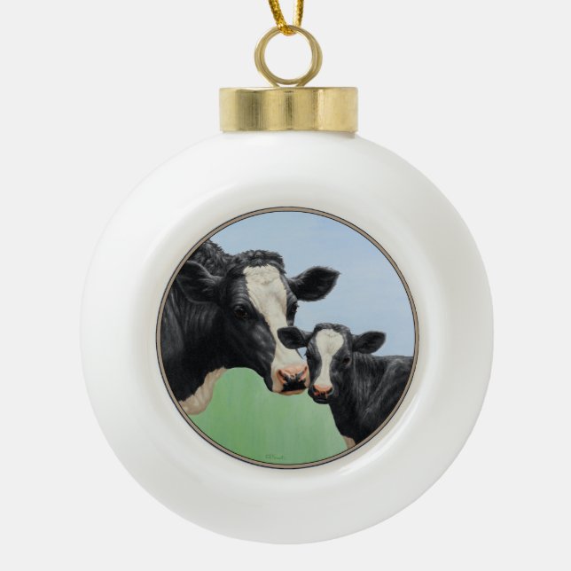 Boule En Céramique Vache et veau Holstein (Devant)
