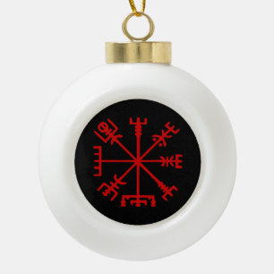 Boule En Céramique Vegvísir rouge sang (boussole de Viking)