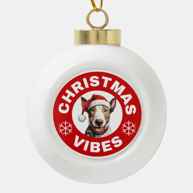 Boule En Céramique Vibes de Noël Bull Terrier (Devant)