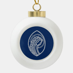 Boule En Céramique Vierge Marie, dentelle blanche, bleu marine