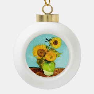 Boule En Céramique Vincent Van Gogh Trois Tournesols Dans Un Vase