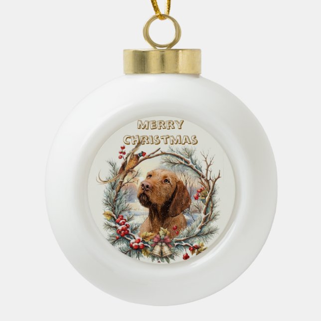 Boule En Céramique Vizsla Christmas  (Devant)