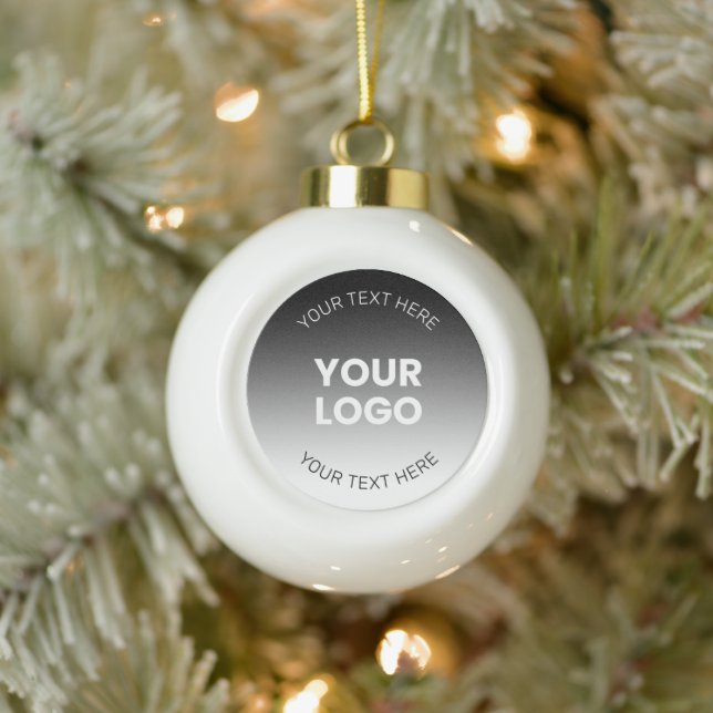 Boule En Céramique Votre logo | Dégradé noir & blanc moderne modifiab (Arbre)