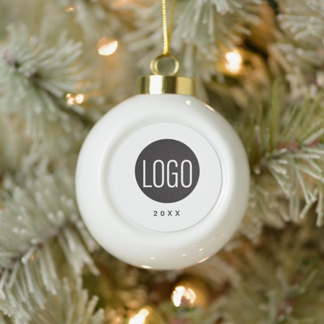Boule En Céramique Votre logo ici et Noël d'année (Arbre)