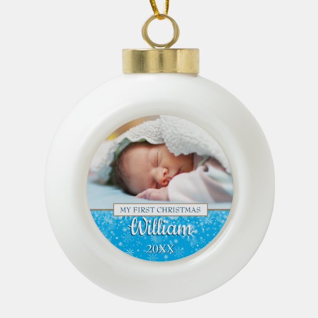 Boule En Céramique Votre photo de bébé préférée pour Noël (Devant)