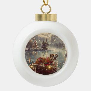 Boule En Céramique Voyage de Noël de Boxer