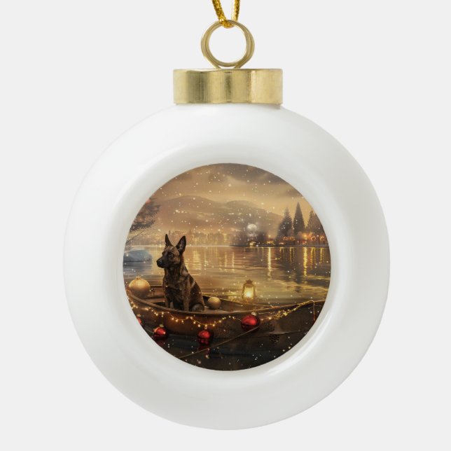 Boule En Céramique Voyage de Noël de Malinoi en Belgique (Devant)