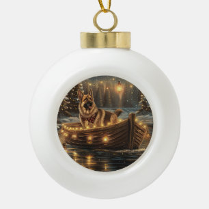Boule En Céramique Voyage de Noël festif du Berger Allemand