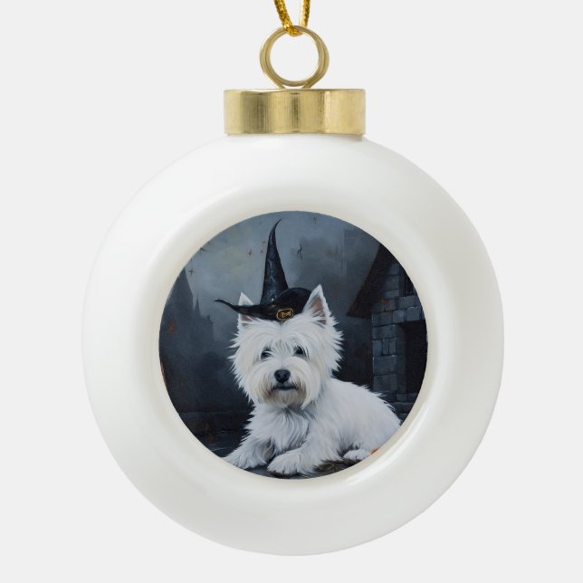 Boule En Céramique West Highland White Terrier Citrouille Halloween (Devant)