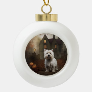 Boule En Céramique West Highland White Terrier Halloween effrayant