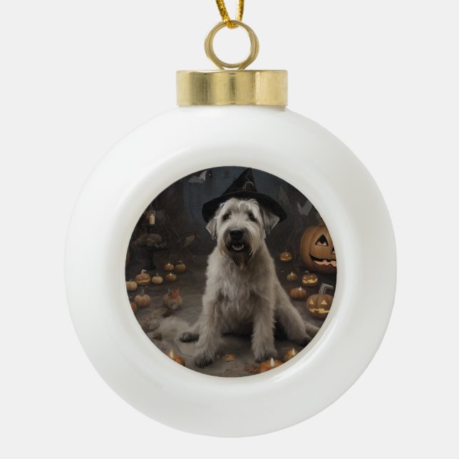 Boule En Céramique Wheaten Terrier Citrouille Halloween effroi (Devant)