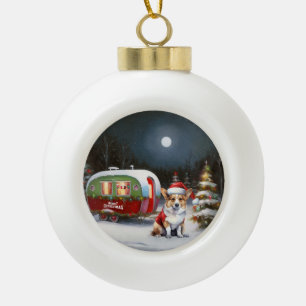 Boule En Céramique Winter Corgi Caravan Christmas Adventure