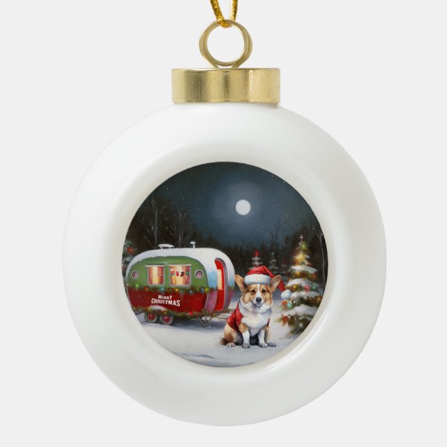 Boule En Céramique Winter Corgi Caravan Christmas Adventure (Devant)