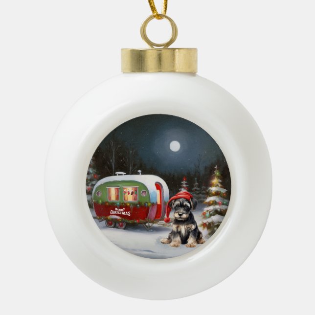 Boule En Céramique Winter Schnauzer Caravan Christmas Adventure (Devant)