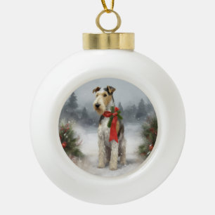 Boule En Céramique Wirefox Terrier Chien de Noël de neige