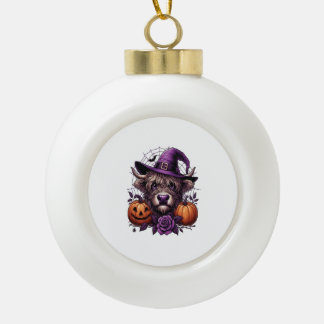 Boule En Céramique Witch Highland Halloween Cow