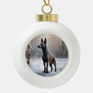 Boule En Céramique Xoloitzcuintli Laisser neiger Noël