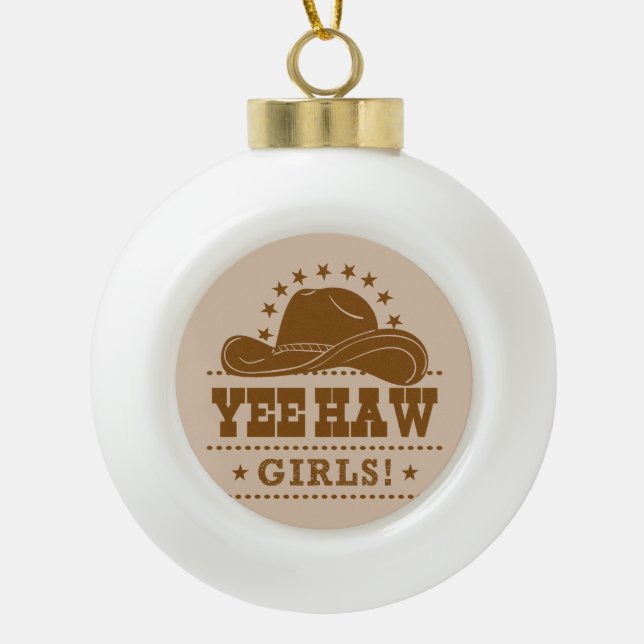 Boule En Céramique Yee Haw Girls Cowgirl Design Casquette (Devant)