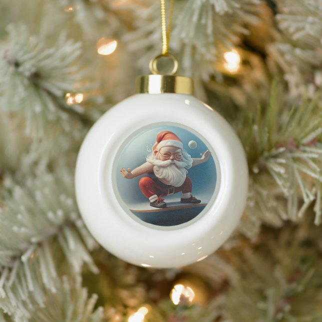 Boule En Céramique Yoga Père Noël (Arbre)