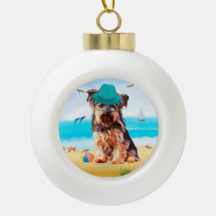 Boule En Céramique Yorkshire Terrier Dog sur la plage