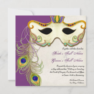 Boule Mascarade Peacock - Faire-part de mariage