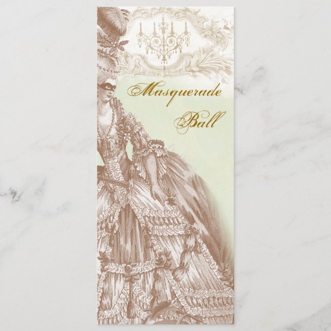Boule Masquerade, Menu turquoise et or (Devant)