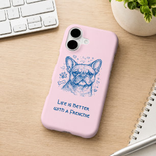 Bouledogue français bleu doodle ligne art frenchie