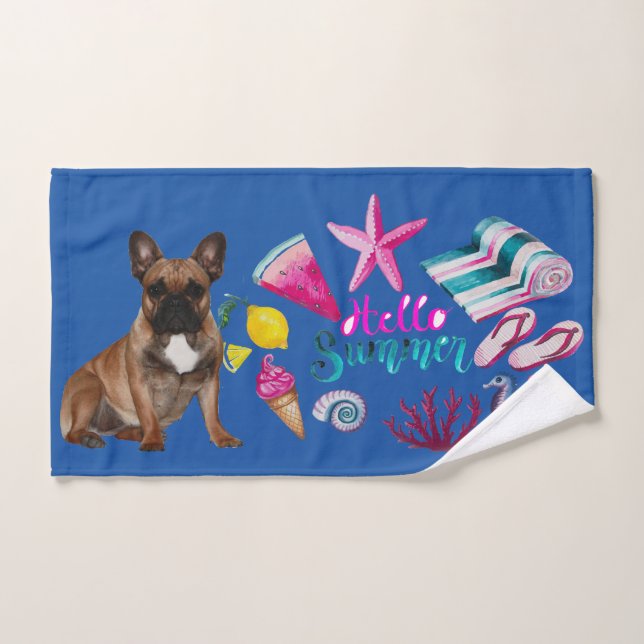 Bouledogue français Hello Summer French Bulldog (Serviette à main)