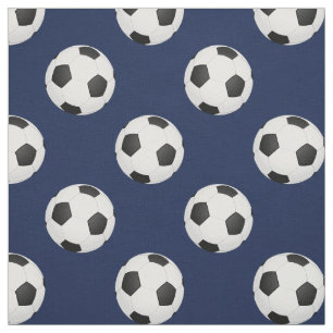 Boules de football sur bleu, tissu motif